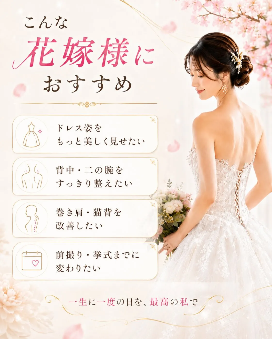 ドレス姿は、正面だけでなく